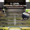 Charcoal BBQ Grill with 245 sq.in. Cooking Area, Outdoor Barbecue Grill with Adjustable Charcoal Pan, 3 Shelves, Thermometer, Wheels for Patio Backyar