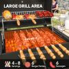 Charcoal BBQ Grill with 245 sq.in. Cooking Area, Outdoor Barbecue Grill with Adjustable Charcoal Pan, 3 Shelves, Thermometer, Wheels for Patio Backyar
