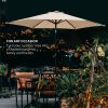 9ft Khaki Patio Umbrella with Push Button Tilt and Crank, Waterproof UV Sunshade Canopy