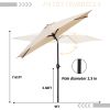 9ft Khaki Patio Umbrella with Push Button Tilt and Crank, Waterproof UV Sunshade Canopy
