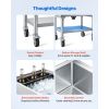 Commercial Ice Bin, 65.1 Qt Max Capacity, 24 x 19 x 35 Inch Stainless Steel Ice Chest with Sliding Lid and Bottle Holders, Cooler Cart Cocktail Unit f
