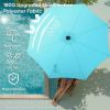 10ft Solar Polyester 32 LED Lighted Patio Umbrella with Tilt Adjustment and UV-Resistant Fabric,Lake Blue-1