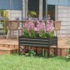 Black Galvanized Raised Bed: Elevated Planter with Shelf, Liner Included for Outdoor Gardening|