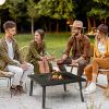 34" Wood Burning Fire Table Grill with Spark Guard and Rain Cover for Outdoor Dining