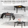 34" Wood Burning Fire Table Grill with Spark Guard and Rain Cover for Outdoor Dining