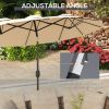 Double-sided Patio Umbrella 9.5' Outdoor Market Umbrella with Push Button Tilt & Crank, 3 Air Vents & 12 Ribs, for Garden, Deck, Pool, Brown