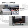 52" Barbecue Grill with Wheels, 4+1 Burner Liquid Propane Gas Grill, Outdoor Cabinet Style BBQ Trolley w/ Side Burner, Warming Rack, Silver