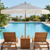 7ft Boho Patio Umbrella with Fringe Tassels, Outdoor Beach Umbrella with Aluminum Pole for Poolside Garden