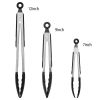3Pcs Kitchen Tongs Stainless Steel Locking Food Tongs with Silicon Tips BPA Free Non-Stick BBQ Cooking Grilling Locking Food Tongs High Heat Resistant