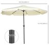 9ft Patio Umbrella with Push Button Tilt and Crank, Outdoor Market Table Umbrella with Fringed Tassles and 8 Ribs, for Garden