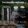 16" 3-Tier Portable Charcoal Smoker Grill with Easy Temperature Control - Black Vertical Grill for Camping, Outdoor Cooking and Backyard Parties