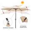 9ft Khaki Patio Umbrella with Push Button Tilt and Crank, Waterproof UV Sunshade Canopy