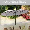 9.5' Double-Sided Patio Umbrella, Large Outdoor Market Umbrella with Push Button Tilt, Crank, 12 Ribs, for Garden, Deck, Pool