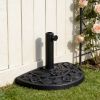 20 lbs Black Half Round Rose Pattern Outdoor Patio Umbrella Base umbrella Stand for Patio, Yard, Garden, Poolside