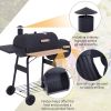 Charcoal BBQ, Portable Grill with Wheels, All-in-One Grill, Side vent, Two Shelves and Metal Grating, Lit-Mounted Thermometer, Wooden Handle, for Outd