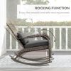 Adirondack Rocking Chair Outdoor Wicker High Back Seat Cushion Pillow Porch Balcony Gray