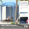 5.8' x 5.8' Blue White Stripe Cabana Umbrella with Single-top Vented Windows Ruffles Carry Bag for Outdoor Use
