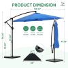 10ft Offset Hanging Outdoor Patio Umbrella with Base Stand Rotate and Tilt, 8 Ribs, UV Protection for Pool Garden Backyard Market, Blue