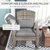 Adirondack Rocking Chair Outdoor Wicker High Back Seat Cushion Pillow Porch Balcony Gray