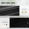 Charcoal BBQ Grill and Smoker Combo Outdoor Portable Trolley Camping Picnic Backyard with Side Shelf, Black