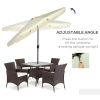 9ft Patio Umbrella with Push Button Tilt and Crank, Outdoor Market Table Umbrella with Fringed Tassles and 8 Ribs, for Garden