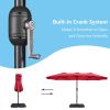 15x9 ft. Large Double Sided Rectangular Patio Market Umbrella with Crank Lift - Heavy Duty Steel Sun Shade for Pool, Deck, Backyard in Red