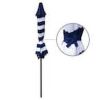 9FTBlue and White Stripe Outdoor Patio Umbrella with Push Button Tilt and Crank Handle, Market Umbrella with 8 Sturdy Umbrella Ribs, Waterproof for Ga