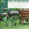 22" Charcoal Barbecue Grill with Portable Wheel, Side Tray and Lower Shelf for Outdoor BBQ for Garden, Backyard, Poolside