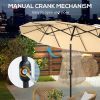 Double-sided Patio Umbrella 9.5' Outdoor Market Umbrella with Push Button Tilt & Crank, 3 Air Vents & 12 Ribs, for Garden, Deck, Pool, Brown