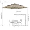 9Ft 3-Tiers 24LEDS Patio Umbrella Khaki