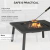 34" Wood Burning Fire Table Grill with Spark Guard and Rain Cover for Outdoor Dining