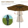 9FT 3 Tiers Tan Outdoor Patio Umbrella with Crank Push Button Tilt for Deck Backyard Lawn Sun Shade