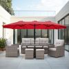 15x9 ft. Large Double Sided Rectangular Patio Market Umbrella with Crank Lift - Heavy Duty Steel Sun Shade for Pool, Deck, Backyard in Red