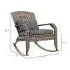 Adirondack Rocking Chair Outdoor Wicker High Back Seat Cushion Pillow Porch Balcony Gray