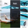 10ft Solar Patio Umbrella with 32 LED Lights, Tilt & Crank, UV Resistant, Blue