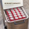60 Quart Outdoor Cooler Cart, Rolling Ice Chest with Bottom Shelf and Bottle Opener for Backyard, Deck, Poolside Party