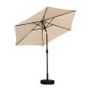 9ft Khaki Patio Umbrella with Push Button Tilt and Crank, Waterproof UV Sunshade Canopy