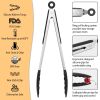 3Pcs Kitchen Tongs Stainless Steel Locking Food Tongs with Silicon Tips BPA Free Non-Stick BBQ Cooking Grilling Locking Food Tongs High Heat Resistant