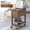 60 Quart Outdoor Cooler Cart, Rolling Ice Chest with Bottom Shelf and Bottle Opener for Backyard, Deck, Poolside Party