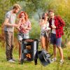 16" 3-Tier Portable Charcoal Smoker Grill with Easy Temperature Control - Black Vertical Grill for Camping, Outdoor Cooking and Backyard Parties