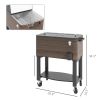 60 Quart Outdoor Cooler Cart, Rolling Ice Chest with Bottom Shelf and Bottle Opener for Backyard, Deck, Poolside Party