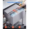 Commercial Ice Bin, 65.1 Qt Max Capacity, 24 x 19 x 35 Inch Stainless Steel Ice Chest with Sliding Lid and Bottle Holders, Cooler Cart Cocktail Unit f