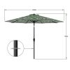 9' Monstera Palm Crank Lift and 3 Position Tilt Patio Umbrella