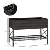 Black Galvanized Raised Bed: Elevated Planter with Shelf, Liner Included for Outdoor Gardening|