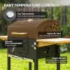 Charcoal BBQ Grill with 245 sq.in. Cooking Area, Outdoor Barbecue Grill with Adjustable Charcoal Pan, 3 Shelves, Thermometer, Wheels for Patio Backyar