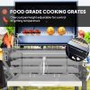 Charcoal BBQ Grill, Outdoor Portable Cooker for Camping or Backyard Picnic, Barbecue Grill with Side Table, Bottom Storage Shelf, Wheels and Handle, B
