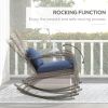 Adirondack Rocking Chair Outdoor Wicker High Back Seat Cushion Pillow Porch Balcony Dark Blue