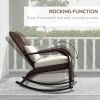 Adirondack Rocking Chair, Outdoor Wicker, High Back, Cream White Seat Cushion and Pillow, Porch and Balcony