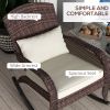 Adirondack Rocking Chair, Outdoor Wicker, High Back, Cream White Seat Cushion and Pillow, Porch and Balcony