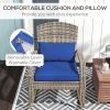 Adirondack Rocking Chair Outdoor Wicker High Back Seat Cushion Pillow Porch Balcony Dark Blue